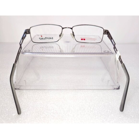 Rectangular Silver Metal Full Rim EasyTwist Polarized Clip-on Glasses 51-16-135 - Picture 4 of 13